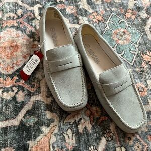 Light Blue Gray Genuine Suede Loafers Old Money Quiet Luxury Office Business